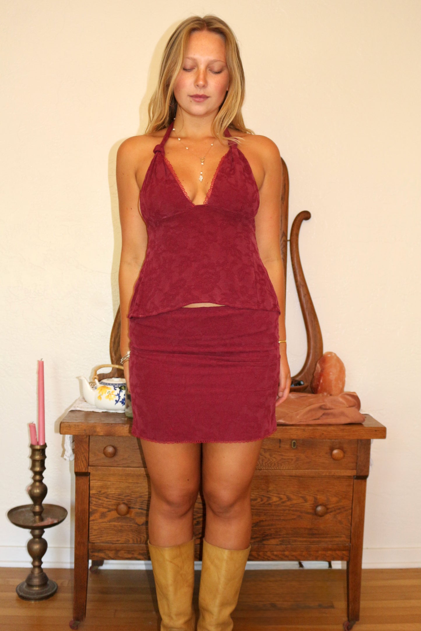 Midi Skirt - Hibiscus